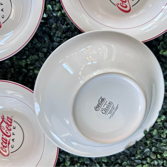 Retro Set of 4 Vintage Coca Cola “Cafe” Pasta, Salad or Soup Bowls -Gibson 2002 - Picture 8 of 10